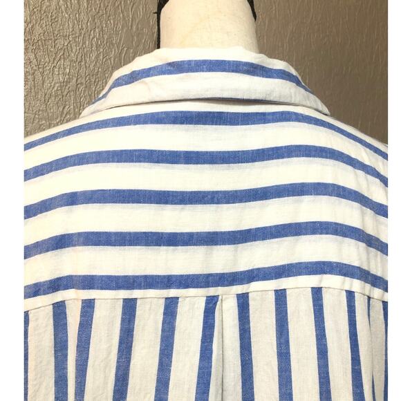 Ava & Viv Women's Linen Blend Button Up Shirt Top Blouse White Stripe Size 4X - Picture 4 of 15